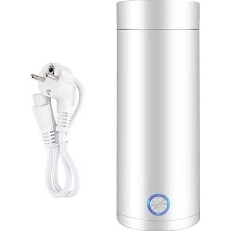 Bouilloire électrique portable 400 ml et thermos mini, bouilloire électrique portable de voyage, chauffe rapide en 4 minutes, 3-en-1 avec doublure en acier inoxydable 304