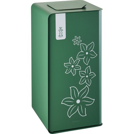Borne de tri sélectif Cubatri Signature, sans serrure - biodéchets - 2x10l - vert natura mat texturé sérigraphié (1/5)