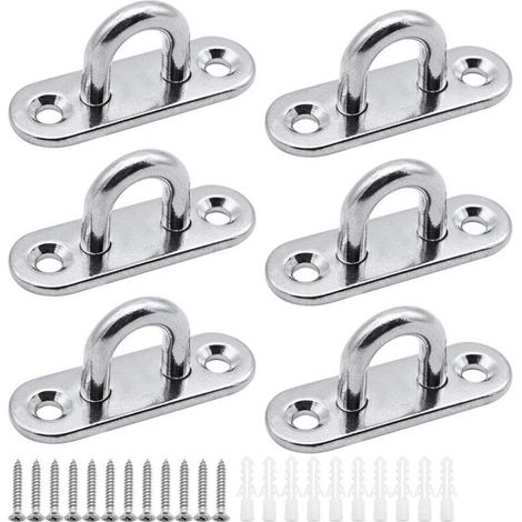 6 pièces plaques à œillets Plaque de Couverture en Acier Inoxydable Plaque de mât de 5mm Crochets de Fixation Robustes pour Crochets muraux chaises suspendues auvent Accessoires de Bateau etc (1/5)