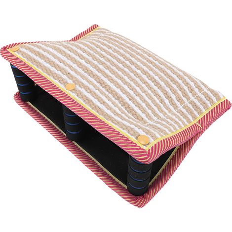Coussin de morsure pour chien en jute, multifonctionnel, avec poignées robustes et portable, idéal pour l'entraînement à la mastication. (1/5)