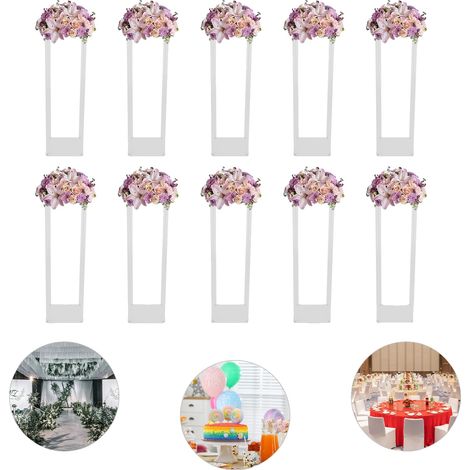 Set di 10 supporti per fiori, in acrilico, dimensioni 25x25x80 cm, portata 8 kg, montaggio richiesto. (1/5)