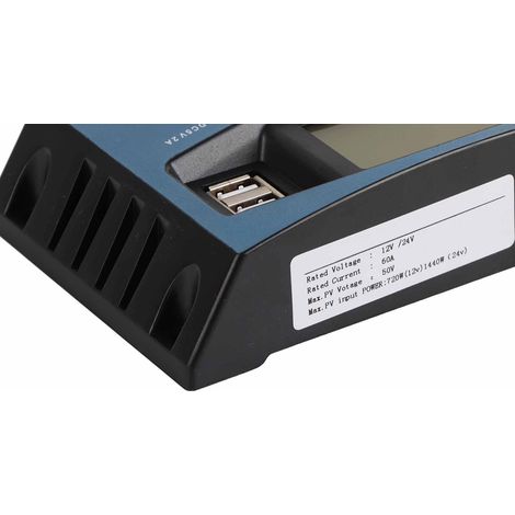 Intelligenter 12V/24V MPPT-Solarladeregler mit zwei 5V USB-Anschlüssen, einstellbarer Parameteranzeige, LCD-Bildschirm und Timer (60A Ein/Aus). (1/5)