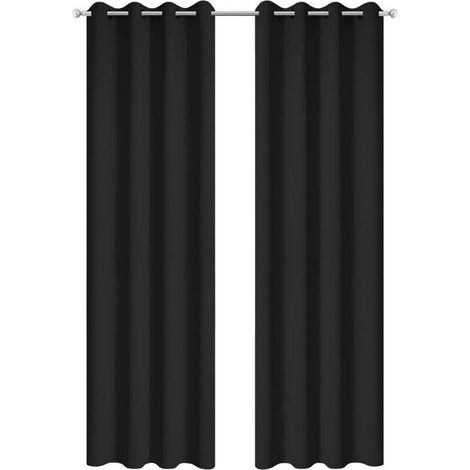 2 Pièces Rideaux Occultants Thermiques pour Salon - 140x240cm - Noir