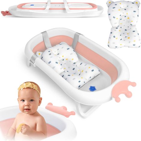 Baignoire bébé avec oreiller RK-280, blanc et rose