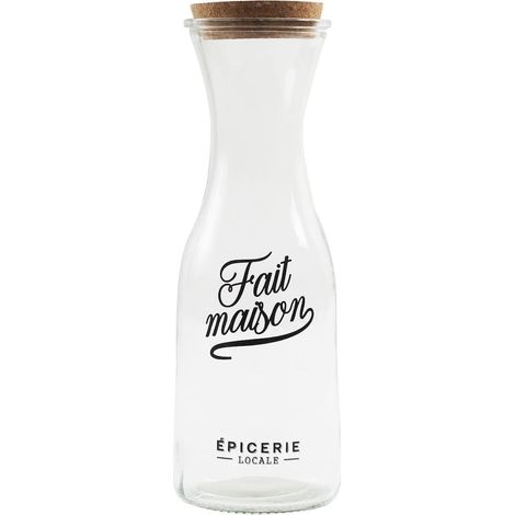 Carafe bistrot 1L en verre avec couvercle en liège (1/3)