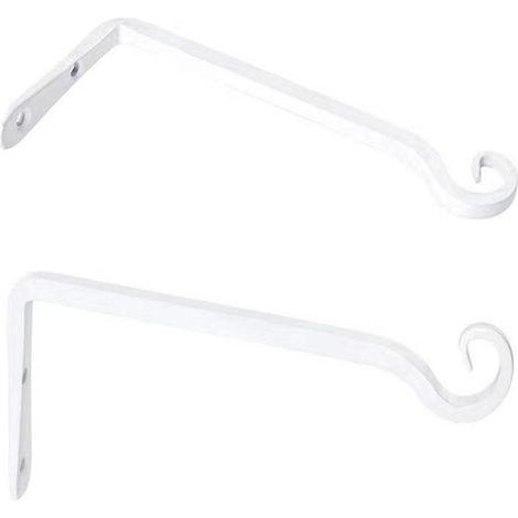 Lot de 2 Crochets- Blanc de Suspension Muraux Décoration Fer Forgé pour Jardin avec Vis pour Plantes Mangeoires à Oiseaux Lanternes (1/5)
