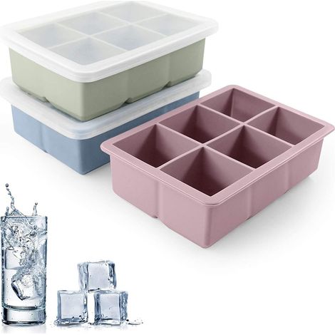 Moule à Glaçons en Silicone – 6 Compartiments XL 5cm avec Couvercle Anti-Déversement  Bac à Glaçons pour Aliments pour Whisky Gin Tonic Cocktails  Passe au (1/5)