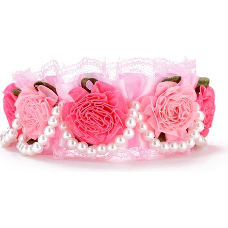 Collier de perles en dentelle pour animaux de compagnie collier en cuir pour animaux de compagnie collier mignon pour animaux de compagnie collier princesse (s) (1/5)