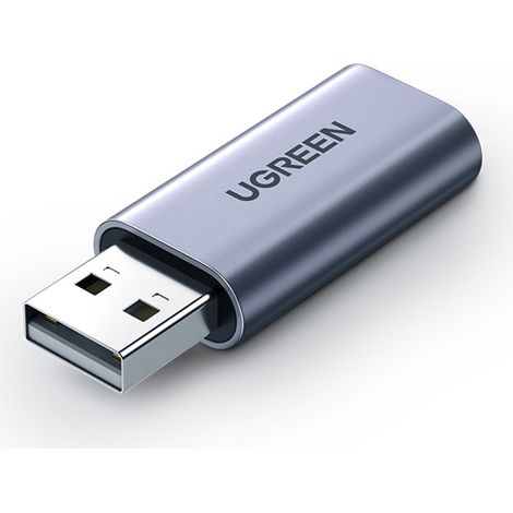 Adattatore audio UGREEN CM383, da USB a mini jack da 3,5 mm, AUX (grigio) (1/5)