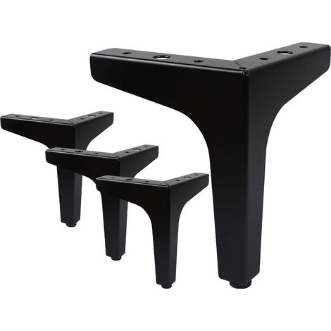 Lot de 4 Pieds de Meubles Charge Jusqu'à 600 KG,Pied de Table Modernes en Métal en Forme de Triangle,Pied Meuble épingle pour Placard,Canapé,avec 4 Protège Pieds,Noir GROOFOO（10cm）