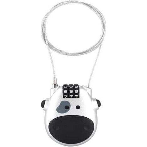 Bicycle Combination Lock, Compact Cable Lock, 3-Digit Code Lock, Retractable Cable Lock, Scooter Lock, Bicycle Combination Lock, Universal Code Lock Silver (1/3)