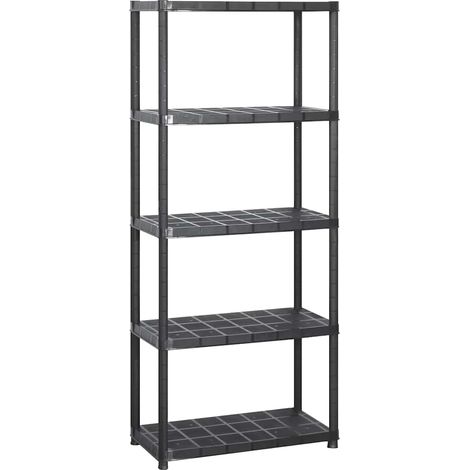 vidaXL Estanterías de almacenaje 5 niveles plástico negro 142x38x170cm (1/2)