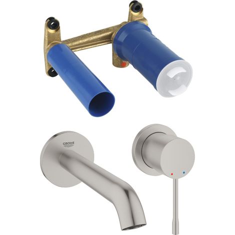 Essence Set Mitigeur monocommande 2 trous, mural, Taille M + Corps d'encastrement, supersteel (29192DC1-SET) (1/4)