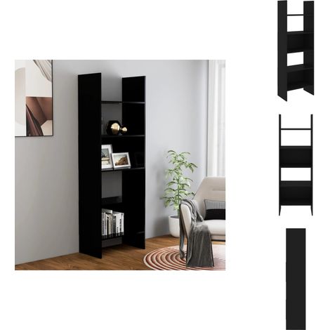 Bibliothèque Noir 60x35x180 cm Bois d’ingénierie - Bibliothèque - Meuble Rangement - Étagère - Bibliothèque Design - Mobilier Intérieur (1/5)