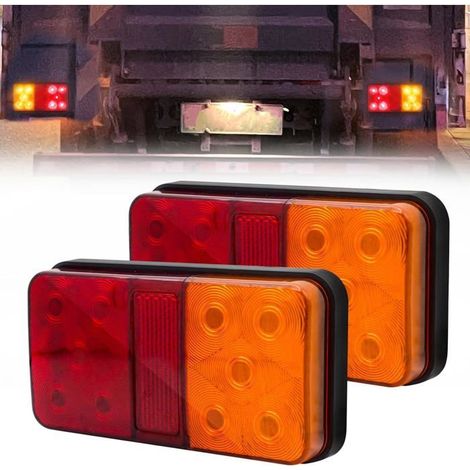 2PCS Feux Arrière LED 12V 10 LEDs Stop Clignotant Universel pour Caravane Camion Utilitaire Bateau Tracteur (1/5)