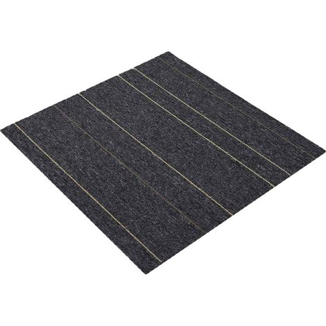Teppichfliese Dunkelgrau mit Streifen 50 x 50 cm 36 pcs vidaXL