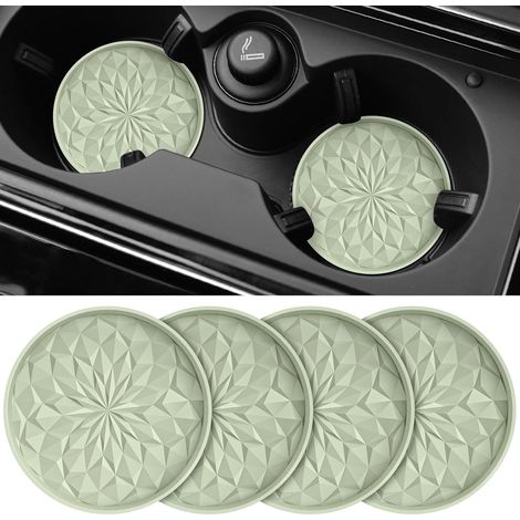 Lot de 4 sous-verres auto en silicone, 7 cm, antidérapants, accessoires intérieur voiture, sauge désert. (1/5)