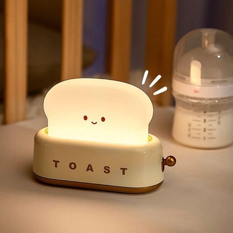Veilleuse Bébé, Veilleuse Enfant Toaster, LED Lampe de Chevet à Intensité Variable, Petite Veilleuse Rechargeable USB, Lampe avec Fonction Minuterie, Kawaii Veilleuse Adulte, Cadeau Bebe (1/5)