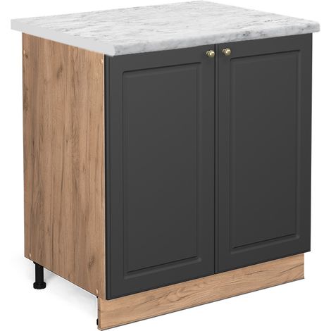 Spülenunterschrank Fame-Line, Anthrazit-Gold, 80 cm , AP Marmor, Vicco