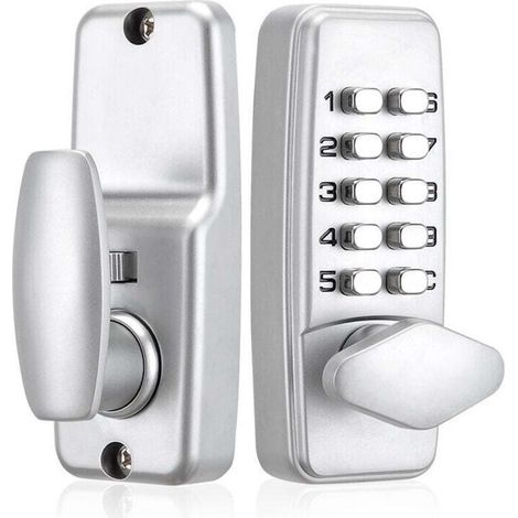 Verrou de porte à code numérique - Chromé - Étanche - Bouton de verrouillage à combinaison - Sans clé - Silver