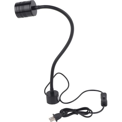 Lampe de travail LED 5W col de cygne noir avec base magnétique ronde pour CNC, prise américaine 110V-220V (1/5)