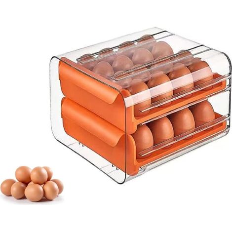 Contenitore per uova impilabile e trasparente, organizer per frigorifero con cassetto, freschezza garantita - Crezuo