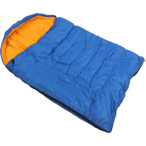 Sac de couchage pour chien imperméable, extérieur bleu, intérieur orange, chaud et confortable. Fermeture éclair, respirant et avec sac de rangement. (1/5)