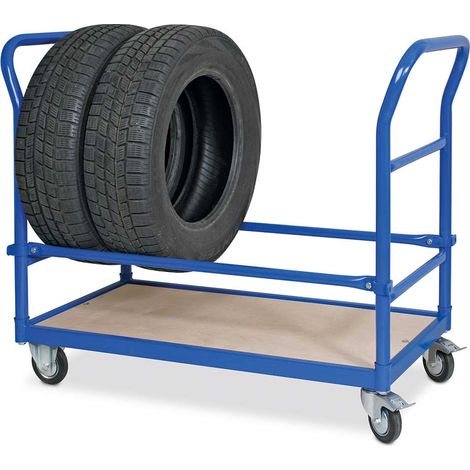 BRB Reifentransportwagen, LxBxH 1140x500x890 mm, 2 Lenkrollen mit Feststellbremse, 2 Bockrollen (1/2)