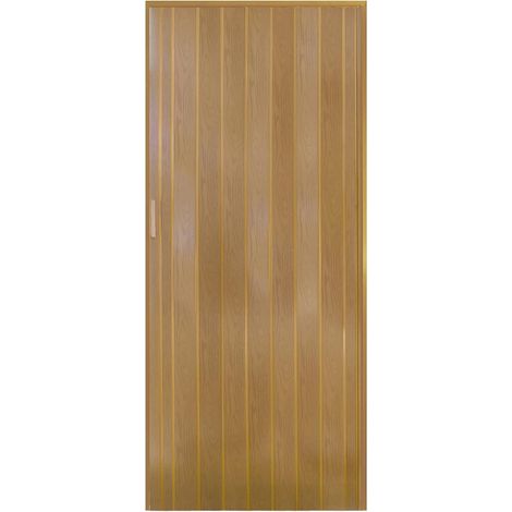 Porte pliante en PVC 214x82 cm – Poignée plastique – Serrure magnétique noyer – Double panneau avec joints souples – King Home