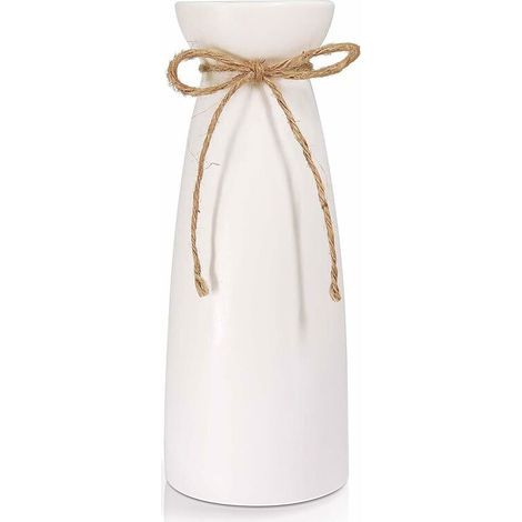 Jarrón de porcelana blanca, 23 cm – Decoración de mesa moderna – Superficie mate esmaltada – Para arreglos florales y celebraciones (1/5)