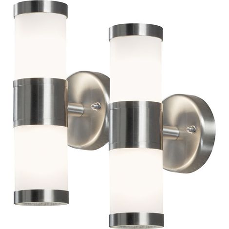 2er-Set Wandleuchten MODENA Up-/Down-Light, GU9, Höhe 23 cm, IP44, opales Glas (1/4)