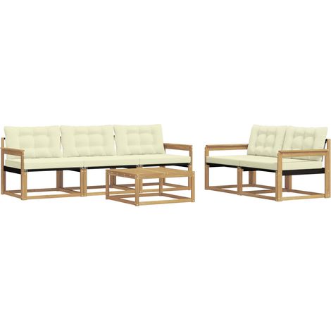 Set di divani da esterno 6 pcs Bianco e Crema 79 x 79 x 37 cm vidaXL