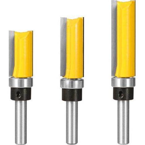 pair 3Pcs 8mm Tige Fraise à Affleurer, Fraise à araser Fraise à Copier Avec Roulement Supérieur, Outils de Fraisage de Menuiserie-Fei Yu (1/5)