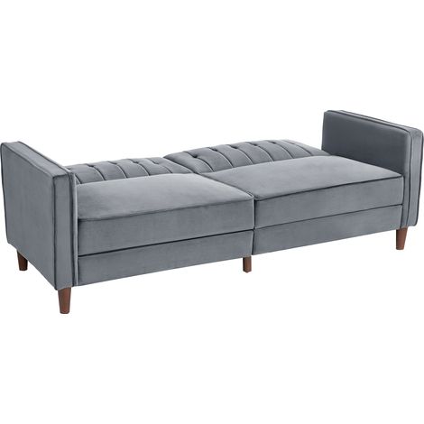 VelvetFeel ThreeSeater Sofa Bed Dark Grey (1/5)