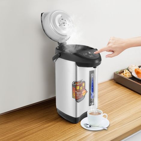 Bouilloires et thermos, bouilloires électriques et thermos, bouilloire électrique 750 W, bouilloire en acier inoxydable noir, 4 L (1/5)