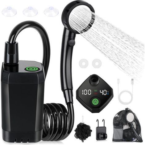 Portable camping shower, outdoor shower pump with 6000 mAh battery, ideal for beach trips (1/5)