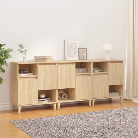Aparadores 3 uds madera contrachapada roble Sonoma 60x35x70 cm vidaXL (1/5)