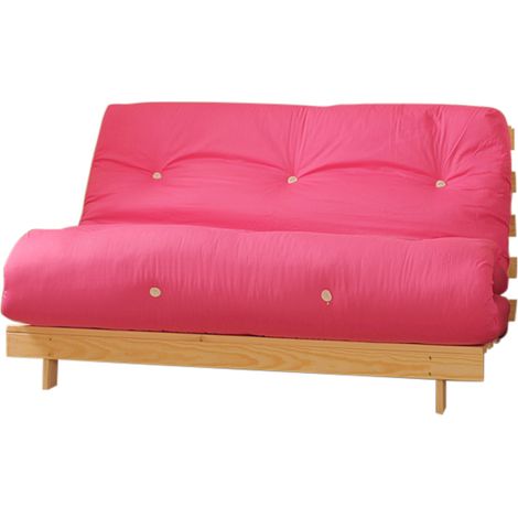 4ft6 Wooden Futon Set Frame and Mattress in Pine