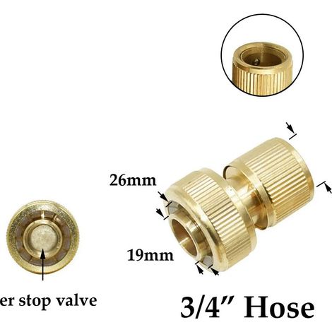 Raccord rapide en laiton (M) 1/2'' 5/8' 3/4'' 1'', raccord d'arrêt d'eau, filetage en cuivre, adaptateur pour pistolet d'arrosage (1/5)