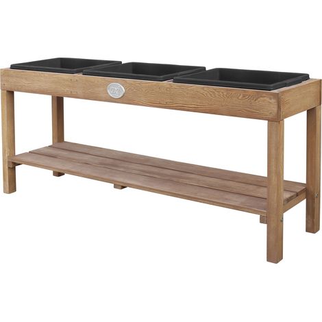 AXI – Table à sable et eau en bois de pruche – 124 x 50 cm – 3 bacs amovibles – Étagère de rangement intégrée
