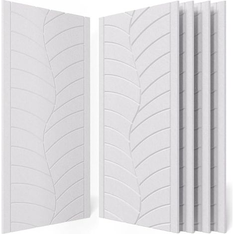 Acoustic Wall Panel Treatment for Home Studio, Set of 4 Large Size Self-Adhesive Acoustic Panels for Wall, Ceiling, Door, Bedroom, Office, Gaming, 120 x 60 x 1 cm, White (1/5)