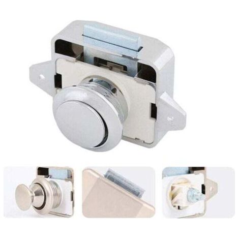 BUNTHAUS PA Serrures de porte à bouton-poussoir - serrures de porte de placard sans clé pour camping-car, paquet de 5, argent (1/4)