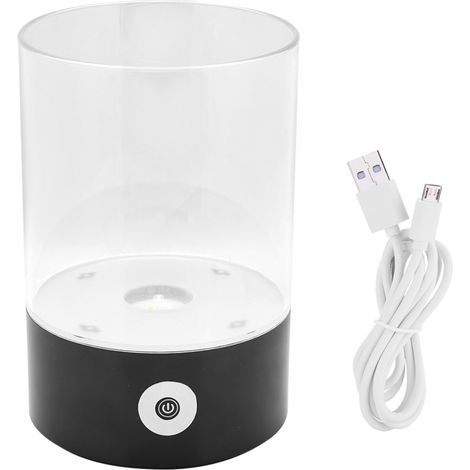Lampe en pierre de sel naturel de l'Himalaya avec interrupteur tactile à intensité variable et veilleuse USB (carré noir) (1/5)