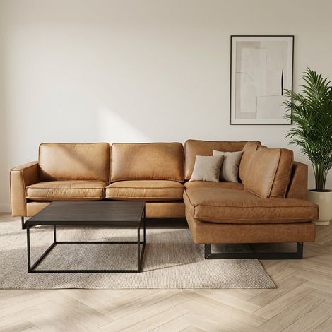 Ecksofa cognacfarbene Mikrofaser Tulin - rechts