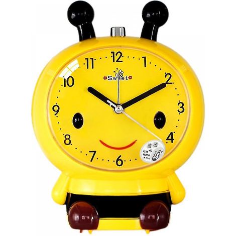 Saytay Wecker für Schlafzimmer, Bienenwecker mit Nachtlicht, dekorativer Tischwecker für Kinder und Schüler (gelb)
