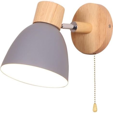 Applique murale style macaron avec cordon – support E27 – luminaire intérieur décoratif(Gris, lumière chaude) (1/5)
