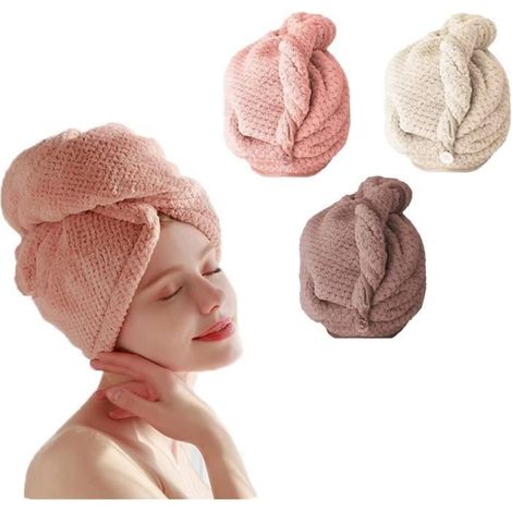 Serviette Cheveux - Non spécifié - 3 Pièces - Microfibre - Rose - Ultra Absorbante (1/4)