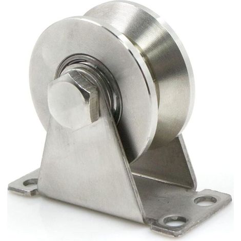 Roues en Acier avec Rainure en V, Poulie de Levage, Poulies pour Cordes en Acier, Poulie Inox Poulie, Roulette à Rainure en V, Diamètre de la Poulie 48mm, Capacité de Poids 150kg (1/4)