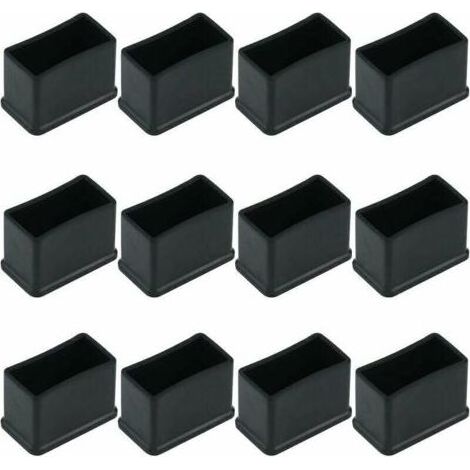 Lot de 12 Embouts de Protection Rectangulaires en Feutre de Caoutchouc pour Pieds de Table ou de Chaise - Noir, 15 x 30 mm. (1/5)