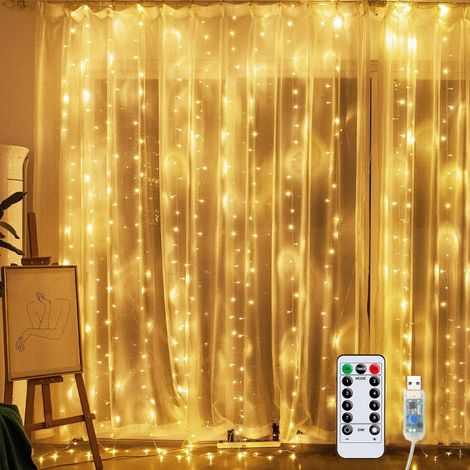 Guirlande Lumineuse-Rideau Lumineux USB 300 LED - 3m3m - 8 Modes d'Eclairage (1/4)